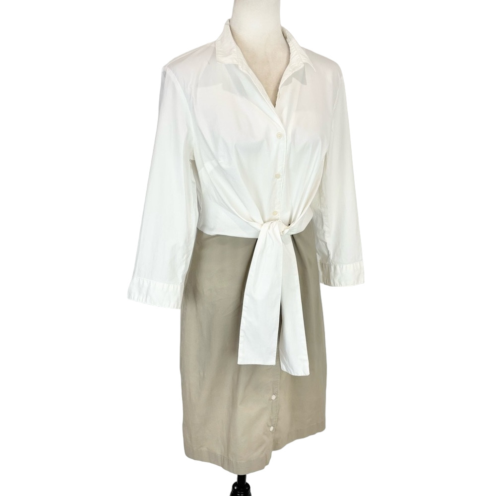 Tahari ivory and tan dress